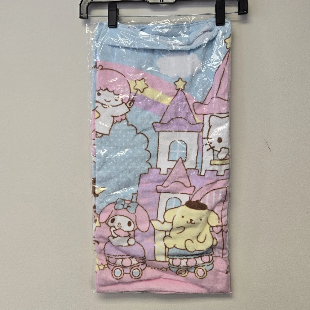 Sanrio Characters Castle Amusement park Theme Pastel Bath Towel